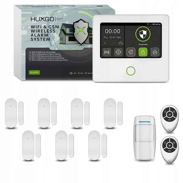 Bezdrátový alarm WiFi Gsm 4G s aplikací Tuya, Huxgo HXA502 4G W
