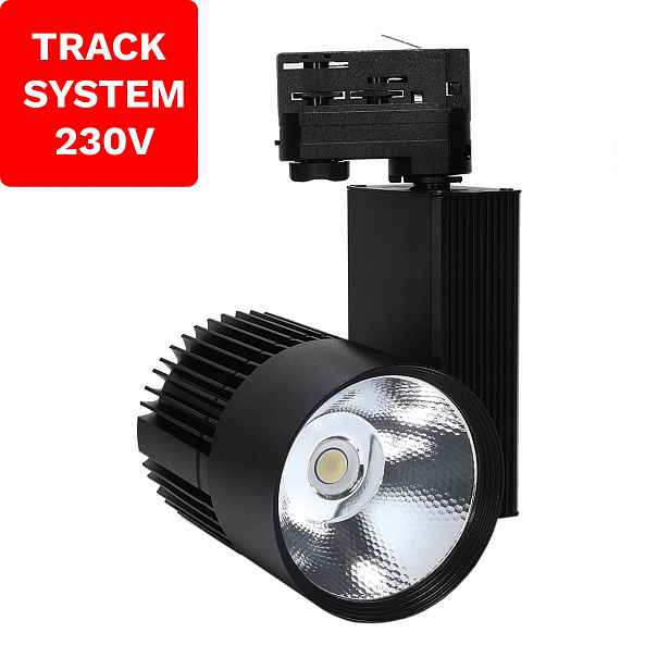 Kolejnicový reflektor Track System DD-03 30W 3000K Černý 3 fázový 230V