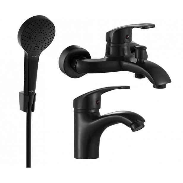 MEXEN - Fabia R05 Set umyvadlové a vanové baterie s příslušenstvím, černá 746503R05-70