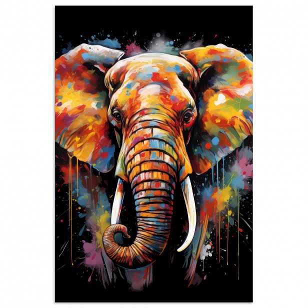 MuchoWow PLAKÁT Slon - Graffiti - Černá - Zvířata - Barvy 20x30 cm