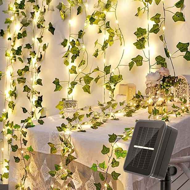Solární Řetěz Břečťan 12M 120 Led IP45 Teplá Bílá