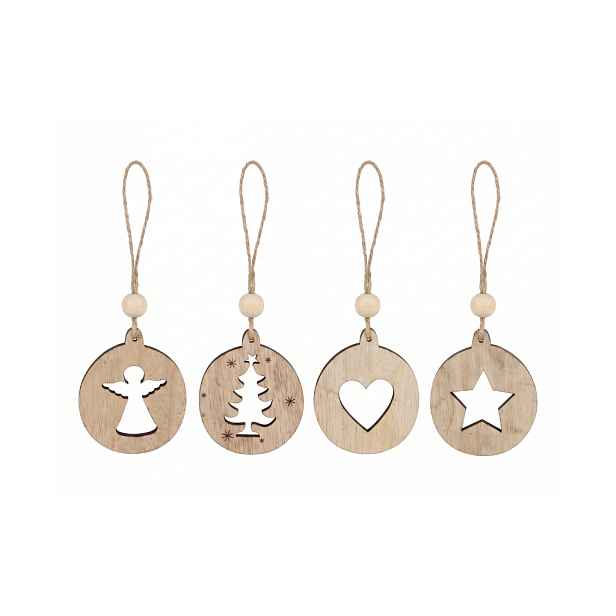 Vánoční ozdoba RUSTIC JOY dřevěná 7,5 cm - různé vzory