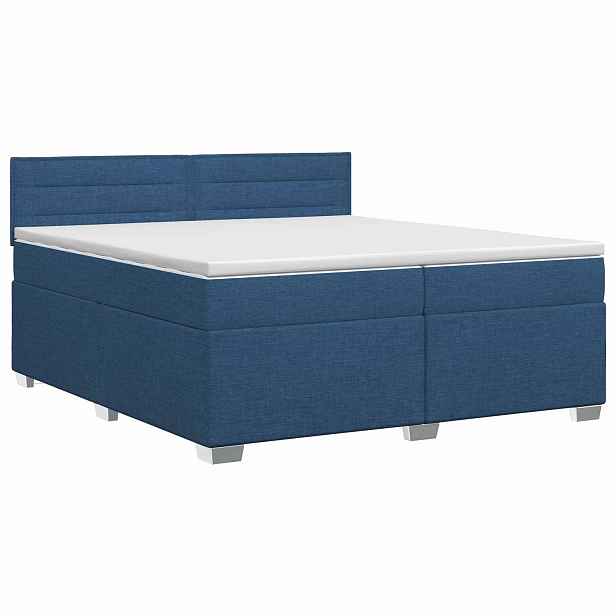vidaXL Postel boxspring s matrací s čelo Modrá 200 x 200 cm Textil