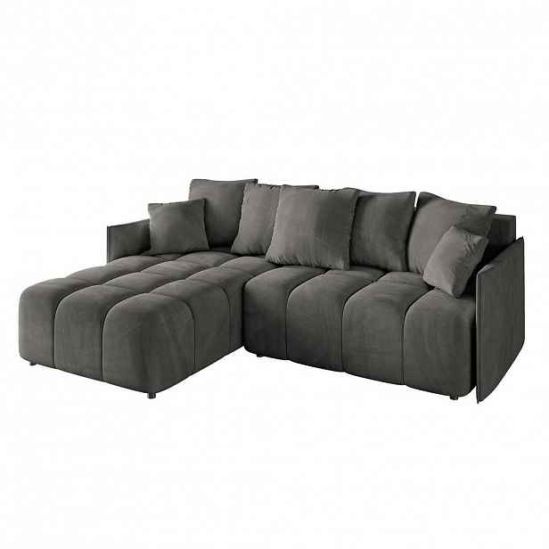 ALTDECOR ROHOVÁ SEDACÍ SOUPRAVA s otomanou vlevo LONLI-L 251x189x68 antracitový velur