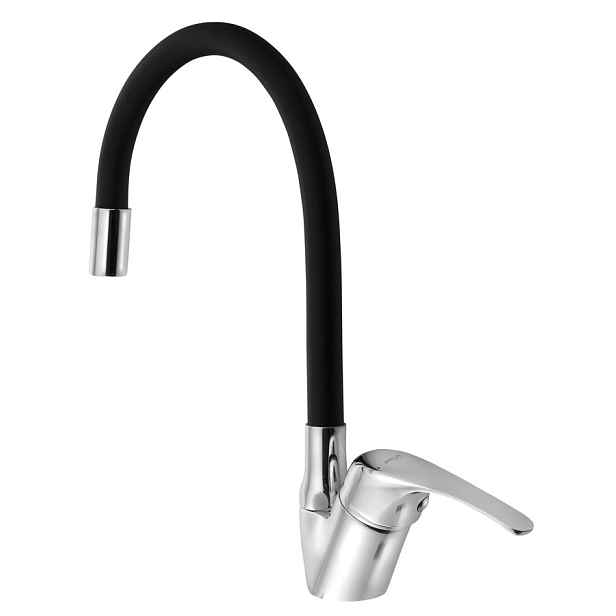 Aqualine KASIOPEA 35 stojánková dřezová baterie, flexibilní ramínko, chrom/černá mat