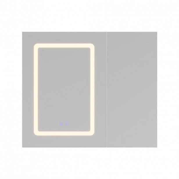 SHOPENTRA ZRCADLOVÁ skříňka bílá 70x60cm se 3 barvami světla a úpravou proti zamlžování