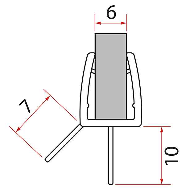 Gelco Spodní těsnění na dveře, sklo 6mm, 1000mm