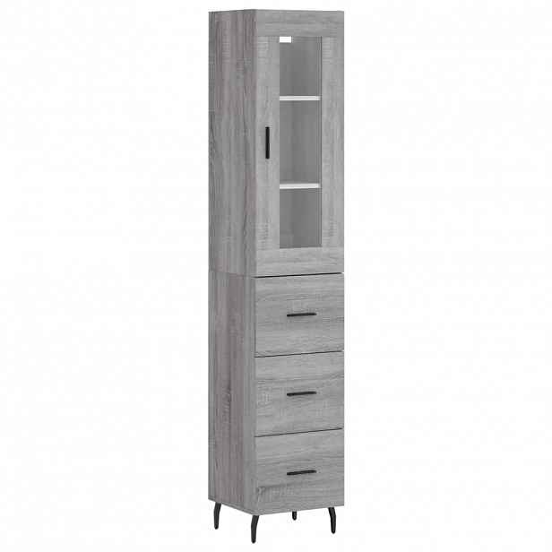 vidaXL Skříň highboard šedá sonoma 34,5 x 34 x 180 cm kompozitní dřevo