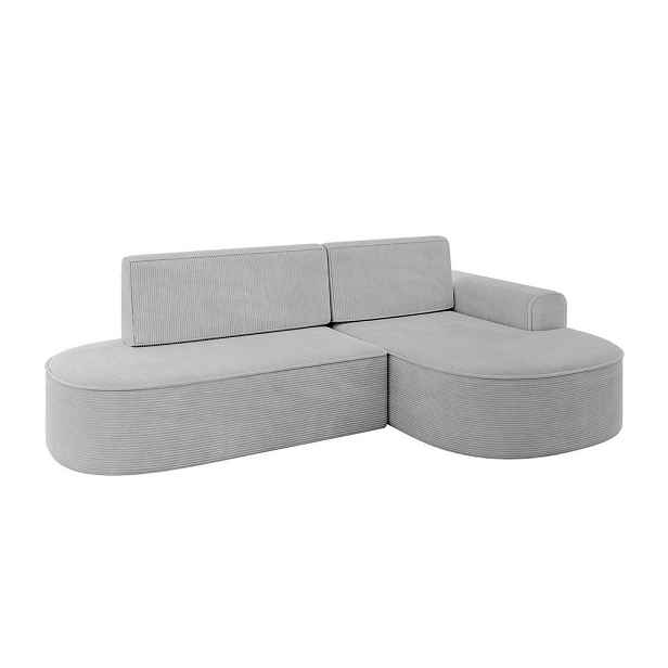 ALTDECOR ROHOVÁ SEDAČKA s funkcí spaní a otomanem, pravá MARI-L1-S 283x167x85 Šedá Manšestr