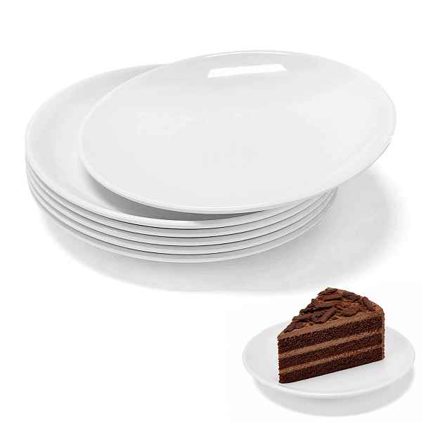Dezertní Talíře 6 Ks 18 CM Melaminové, Bílé, Nerozbitné