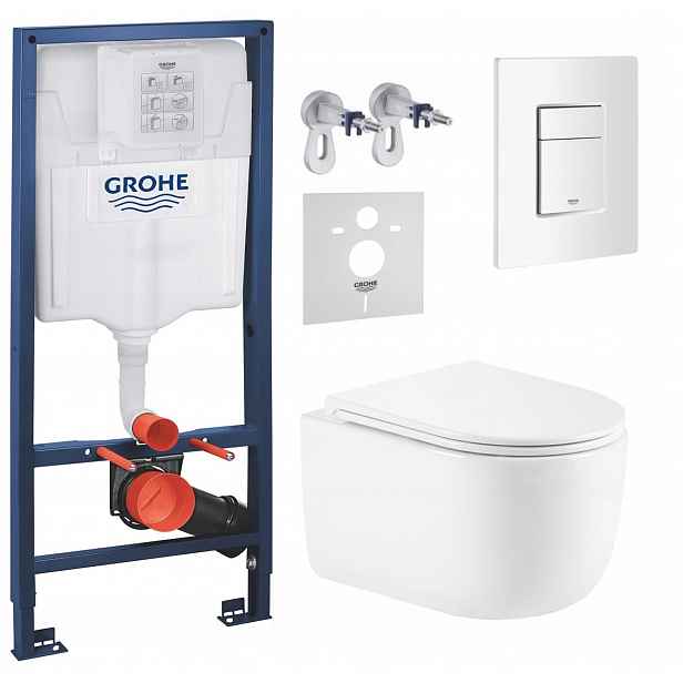 Podomítkový Wc set Grohe s mísou Lesna a tlačítkem bílá Fresh
