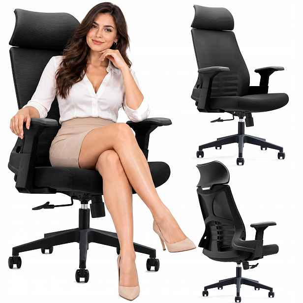 Kancelářské Křeslo Černá Kancelářská Židle Otočné Křeslo Ergonomická Síť