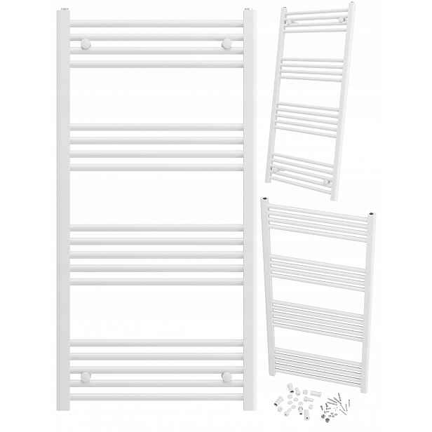 Koupelnový Radiátor Bílý Žebříkový 60x120 cm Montáž 180° Radiátor Breno