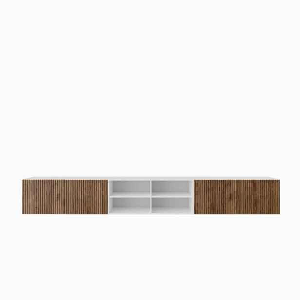 MASSENO ZÁVĚSNÝ TV STOLEK VAREN, 300/41/40 cm, bílý /, dekor dub