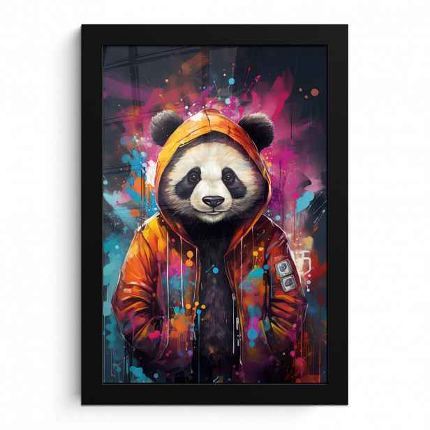 MuchoWow PLAKÁT V RÁMU Panda - Bunda - Graffiti - Oranžová 20x30 cm