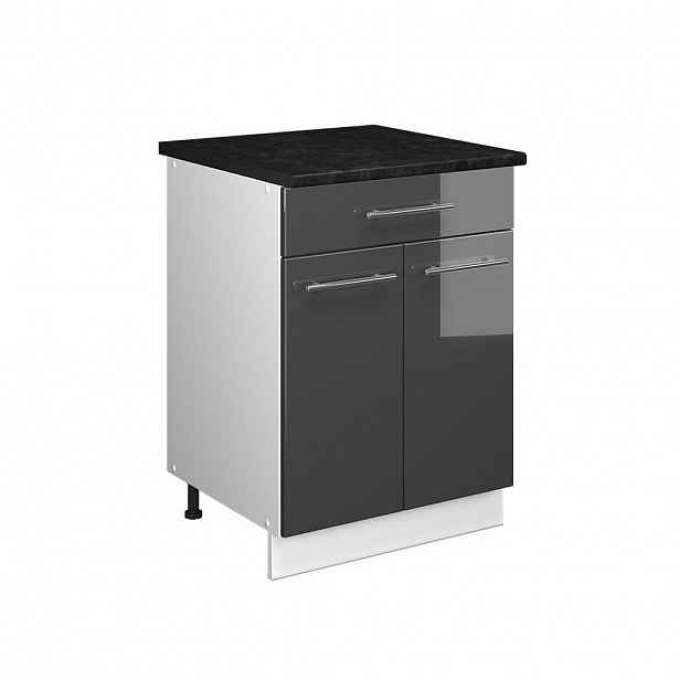 Vicco SPODNÍ SKŘÍŇKA PRO DŘEZ/VARNOU DESKU Fame-Line, Antracitový vysoký lesk/Bílá, 60 cm se zásuvkou, PD Antracit