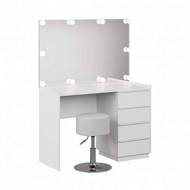 Vicco TOALETNÍ STOLEK Viktoria Bílá 110 cm se zrcadlem, stoličkou a LED osvětlením