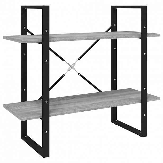 vidaXL 2patrová knihovna šedá sonoma 80 x 30 x 70 cm kompozitní dřevo