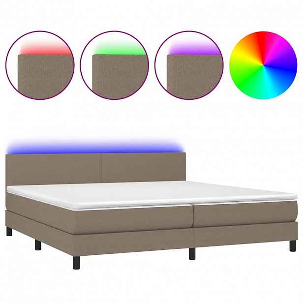 vidaXL Box spring postel s matrací a LED taupe 200x200 cm textil