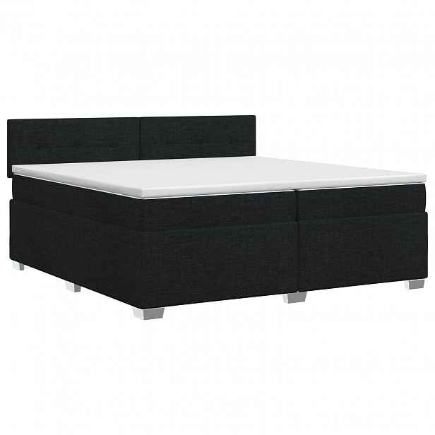 vidaXL Postel boxspring s matrací s čelo Černá 200 x 200 cm Textil