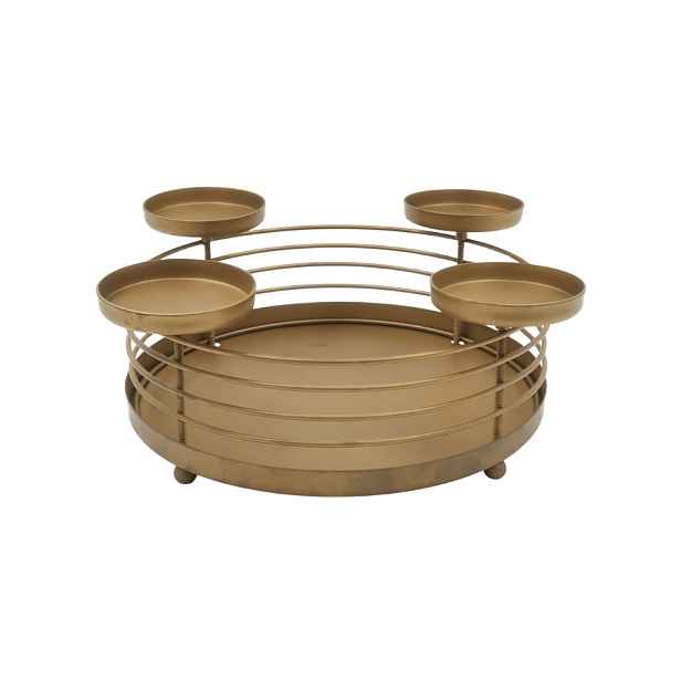 Kovový adventní svícen GOLDEN ADVENT 32 cm, zlatý