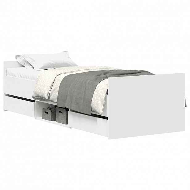 vidaXL Rám postele s hlavovým a nožním čelem bílý 90 x 190 cm