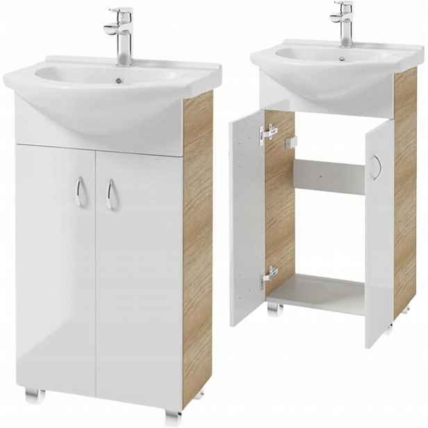 Koupelnová skříňka s umyvadlem 50 x 86 cm s baterií a sifonem komplet