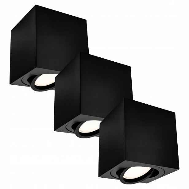 3x Nástěnné svítidlo Tuba Halogenové pohyblivé GU10 Led 80x85 do pokoje, černé