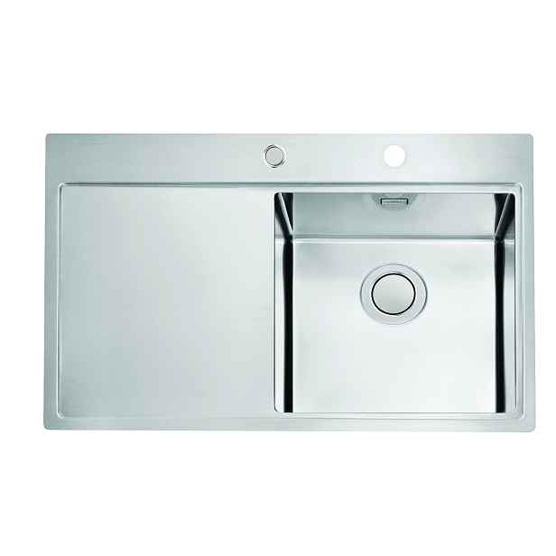 Alveus PURE UP 40 - P - pravý nerezový obdélníkový dřez 790 x 525 x 205 mm s odkládací plochou vlevo (Tlačítkem ovládaný sifon v ceně produktu)