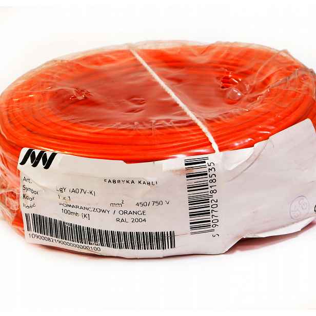 Kabel Lgy 1 mm oranžový 750 V 100 m