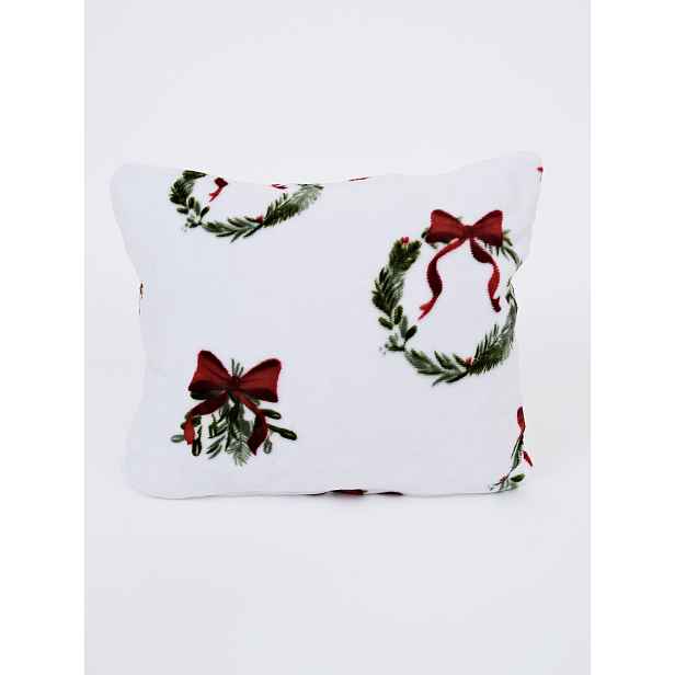MKLuzkoviny.cz Vánoční povlak na polštář mikroplyš Exclusive 40 × 40 cm - Jmelí v mašli