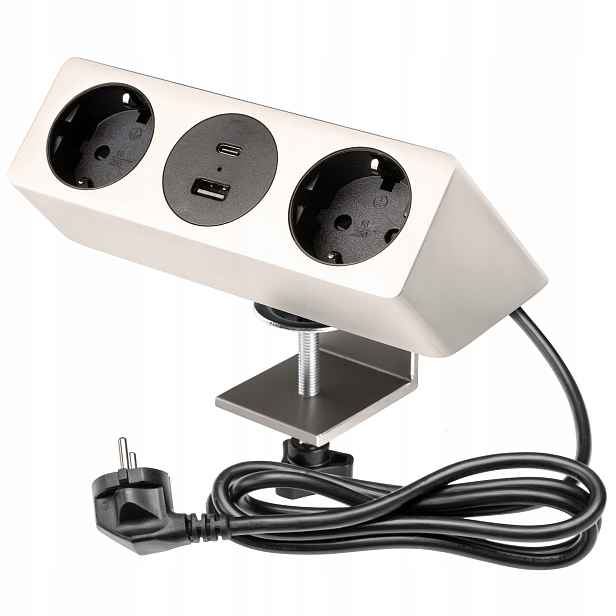 Nábytková zásuvka Sofito 2 x zásuvka Schucko Usb A+c Inox s upevněním