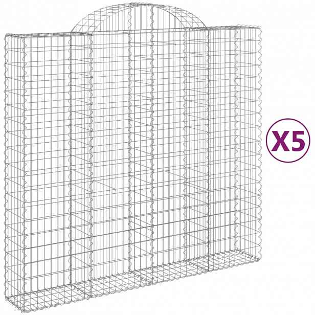 vidaXL Klenuté gabionové koše 5 ks 200x50x180/200cm pozinkované železo