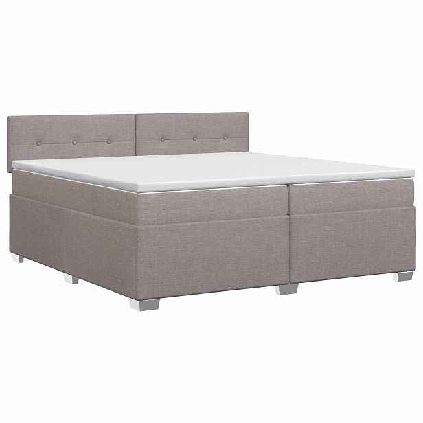 vidaXL Postel boxspring s matrací s čelo Taupe 200 x 200 cm Textil