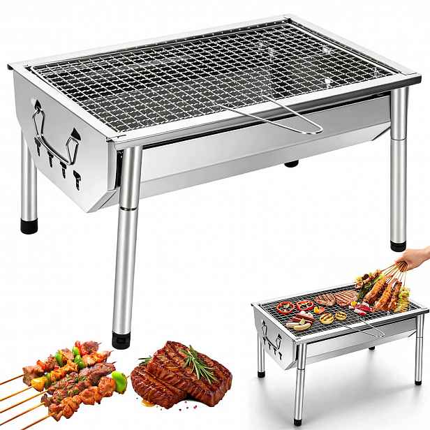 Skládací Přenosný Zahradní Uhlíkový Turistický Gril Bbq S Držadlem