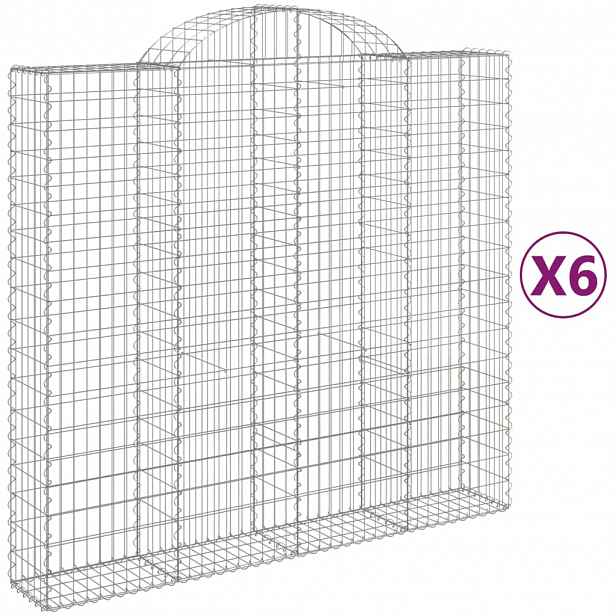 vidaXL Klenuté gabionové koše 6 ks 200x50x180/200cm pozinkované železo