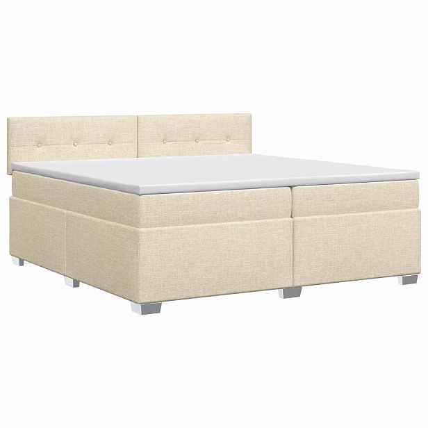vidaXL Postel boxspring s matrací s čelo Krémová 200 x 200 cm Textil
