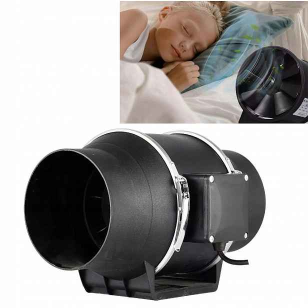 Kanálový Ventilátor 100 Tichý průmyslový odtahový pro garáž 30W