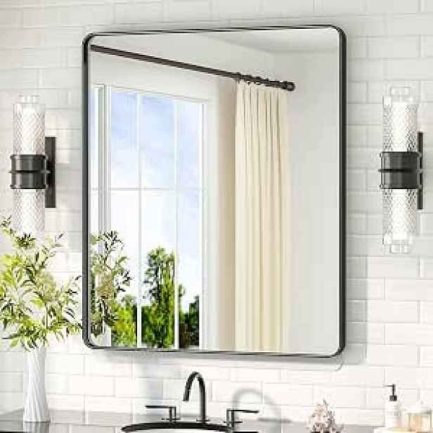 Nástěnné Zrcadlo Ce obdélníkové 76 x 91 mm kovový rám černé