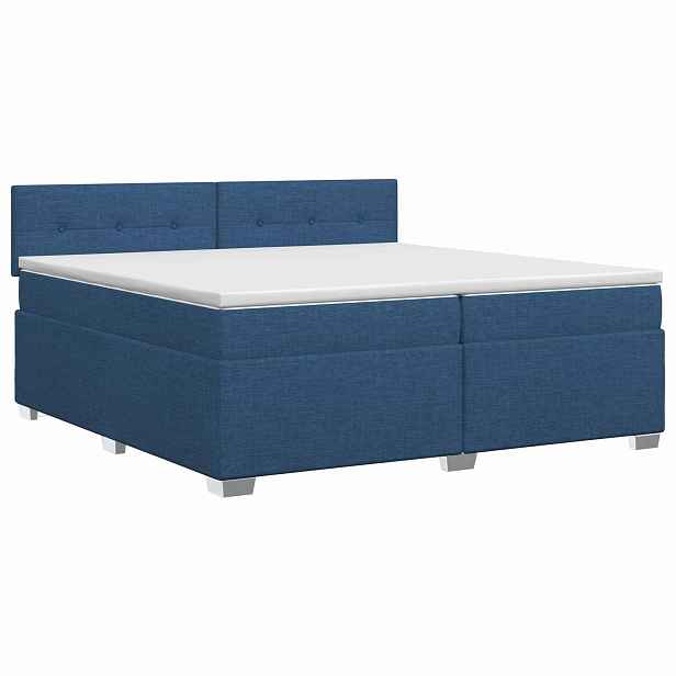 vidaXL Postel boxspring s matrací s čelo Modrá 200 x 200 cm Textil