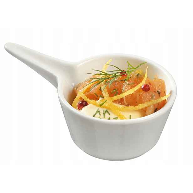 Fingerfood porcelánový pohárek kulatý s úchytem 93x56 mm bílý