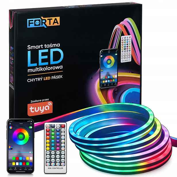 Led páska neonová 5 m Rgb IP65 dálkový ovladač aplikace páska rolovací 480 diod Tuya WiFi