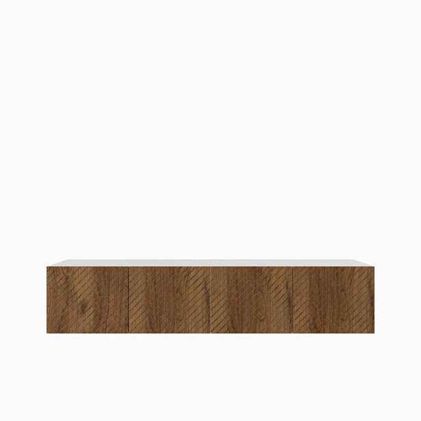 MASSENO ZÁVĚSNÝ TV STOLEK CAVA, 200/41/40 cm, bílý /, dekor dub