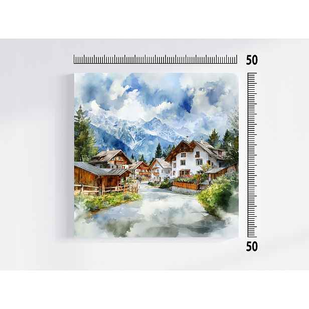 Obraz Na Plátně Plátno Krajina Pohlednice Alpy Městečko Hory Vesnice 50x50