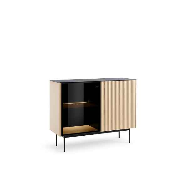 Piaski Komoda s LED osvětlením Orta 107 cm černá/dub Vicenza