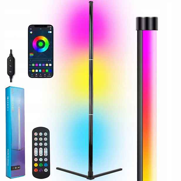 Stojací Led Podlahová Lampa Rgb Světelná Lišta Časovač Dálkový Ovladač Do Obývacího Pokoje