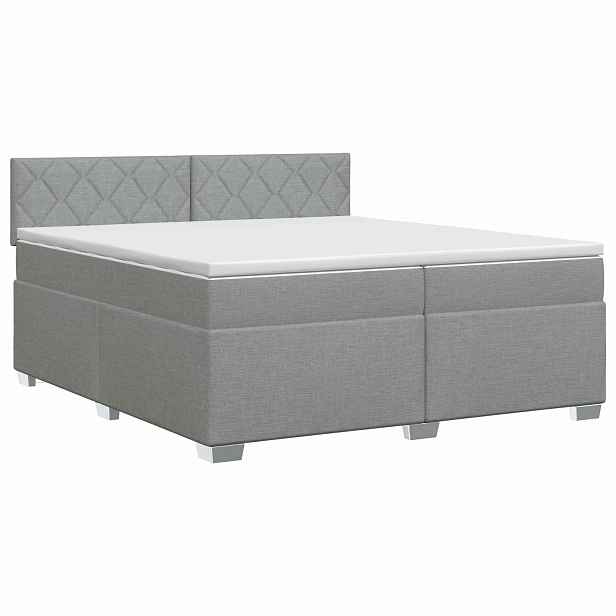 vidaXL Postel boxspring s matrací Světle šedá 200 x 200 cm Textil