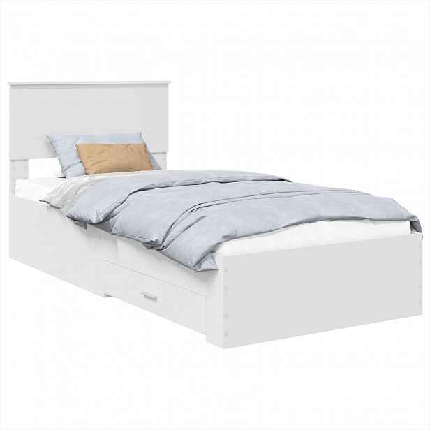 vidaXL Rám postele se zásuvkou Bílá 90 x 190 cm Kompozitní dřevo