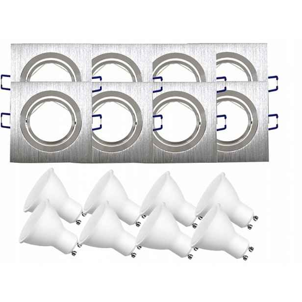 8x Nastavitelná Hliníková Lampa Stropní Lampa Inox Led Žárovky 7W