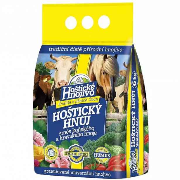 Granulované univerzální Hoštické hnojivo z kravského a koňského hnoje 6 kg